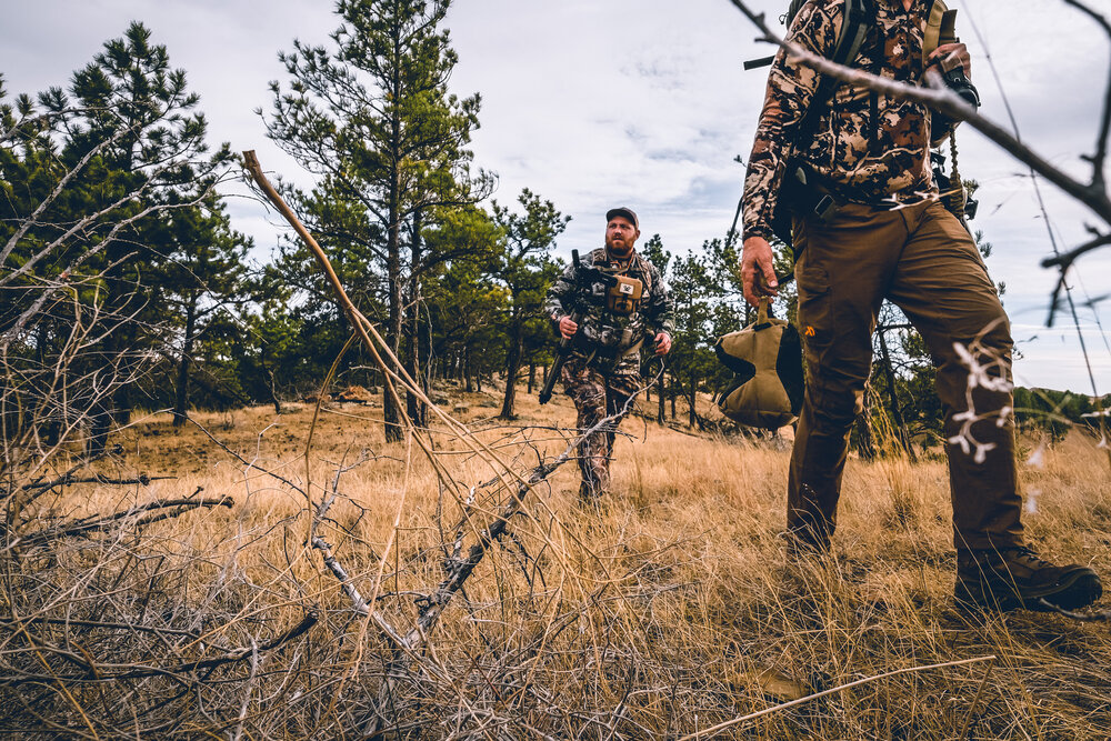 Two elk hunters in south dakota, scouting land.